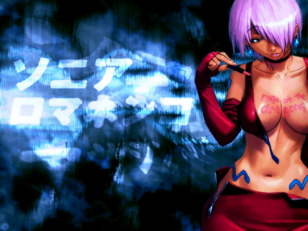 Обои картинки фото аниме, *unknown, другое, девушка, помада, надпись