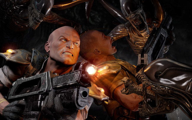 Обои картинки фото aliens, vs, marines, видео, игры, predator