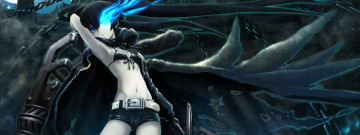 Картинка аниме black rock shooter пыль mato kuroi оружие плащ цепи