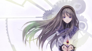 Картинка аниме mahou shoujo madoka magika амулет девушка время