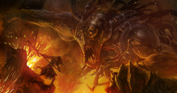 Картинка фэнтези роботы +киборги +механизмы робот монстр оружие воин гигант