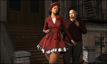 Картинка 3д+графика люди+ people девушка мужчина взгляд фон