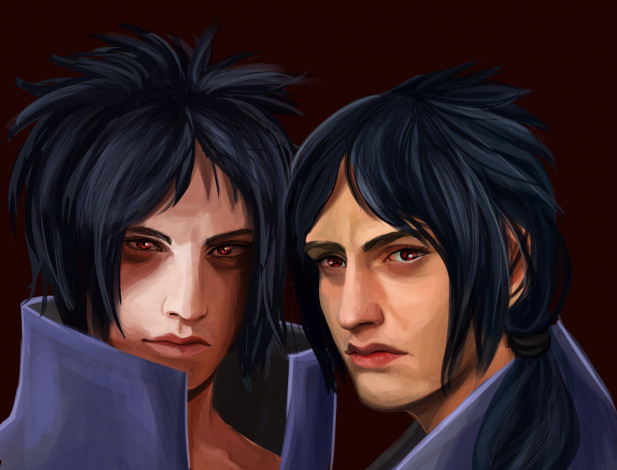 Обои картинки фото рисованное, - ,  аниме, арт, портрет, взгляд, саске, учиха, наруто, парни, итачи, аниме