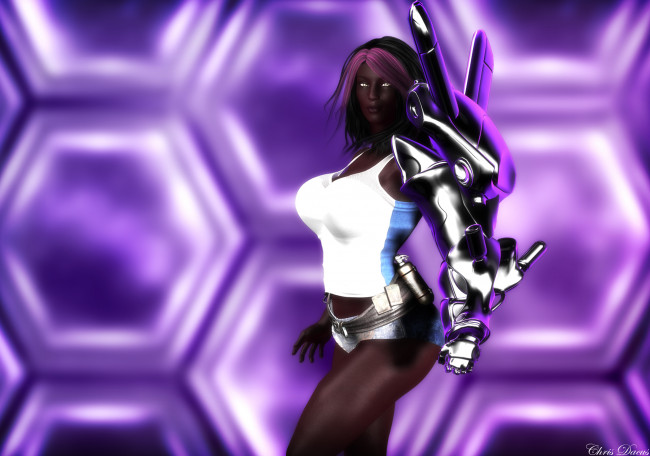 Обои картинки фото 3д графика, фантазия , fantasy, девушка, фон, взгляд