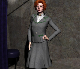 обоя 3д графика, люди , people, девушка, взгляд, фон, рыжая