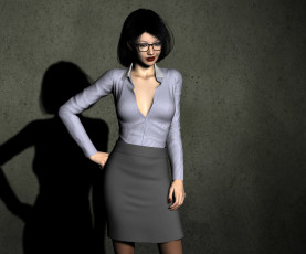 Картинка 3д+графика люди+ people девушка взгляд фон