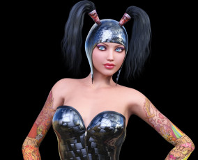 Картинка 3д+графика фантазия+ fantasy тату фон взгляд девушка