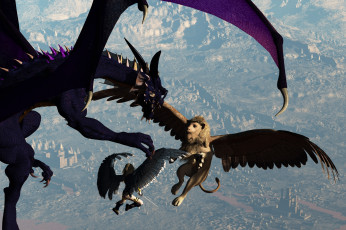 обоя 3д графика, существа , creatures, существа, драконы