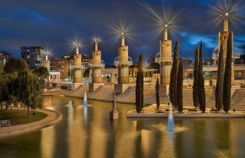 Картинка barcelona города барселона+ испания огни ночь