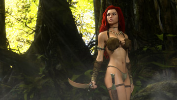 Картинка 3д+графика фантазия+ fantasy оружие фон взгляд девушка