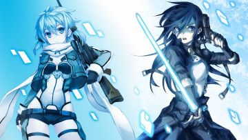 Картинка аниме sword+art+online gun gale online kirigaya kazuto sao shinon