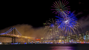 Картинка разное салюты +фейерверки ночь фейерверк