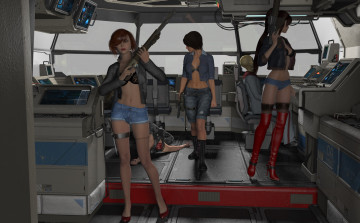 Картинка 3д+графика фантазия+ fantasy оружие взгляд фон девушки