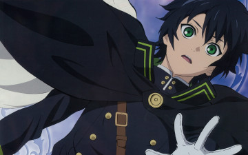 Картинка аниме owari+no+seraph owari no seraph art yamato yamamoto последний серафим yuuichirou hyakuya военная форма зеленые глаза жест
