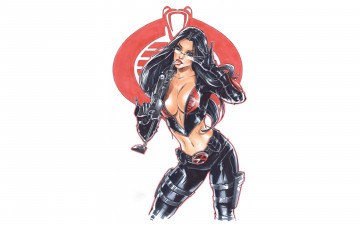 Картинка рисованное комиксы автомат взгляд фон девушка очки