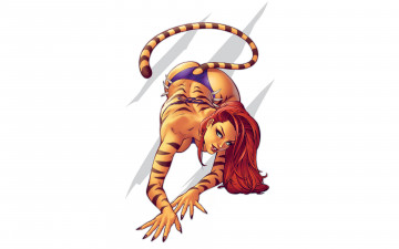 Картинка рисованное комиксы взгляд существо хвост фон девушка