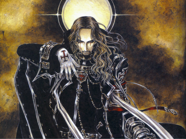 Обои картинки фото аниме, trinity blood, кровь, триединства, крест, черный, рыцарь, кровавые, слезы, art, shibamoto, thres, демон, trinity, blood, vaclav, havel