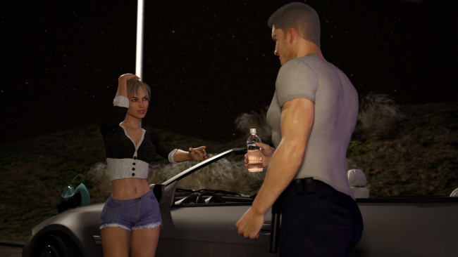 Обои картинки фото 3д графика, люди , people, девушка, взгляд, фон, парень