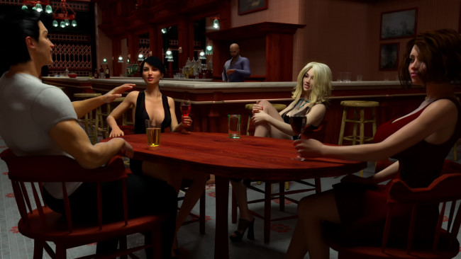 Обои картинки фото 3д графика, люди , people, фон, взгляд, девушки