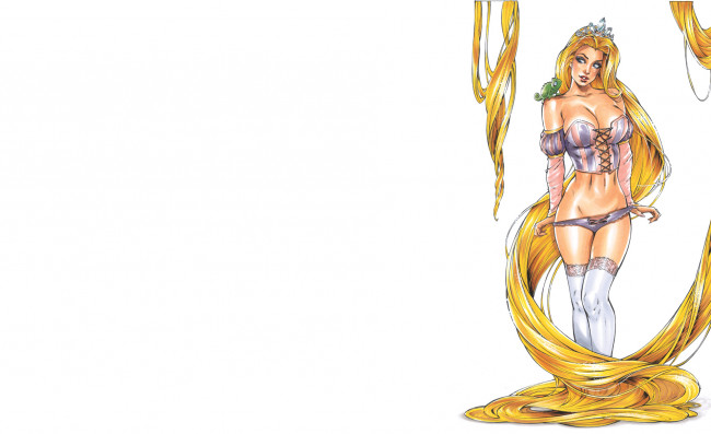 Обои картинки фото рисованное, люди, корсет, взгляд, фон, девушка, рапунцель