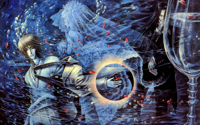 Обои картинки фото аниме, trinity blood, fabrica, theologiae, кровь, триединства, trinity, blood, водоворот, черная, магия, art, kiyo, kyujyo, спиритизм, призрак, isaak, fernand, von, kampfer, dietrich, lohengrin