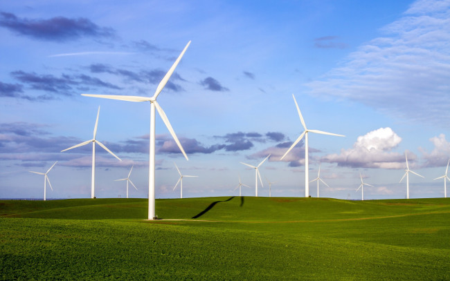 Обои картинки фото разное, мельницы, поле, лето, ветряки