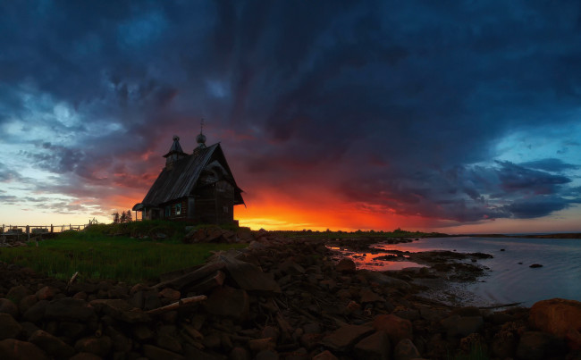 Обои картинки фото города, - православные церкви,  монастыри, крым, прибой, закат, зима, балаклава, александр, трашин, серая, скала