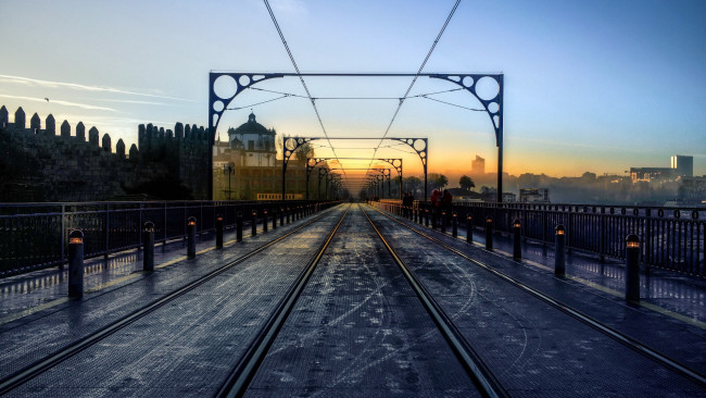 Обои картинки фото разное, транспортные средства и магистрали, утро, мост, город