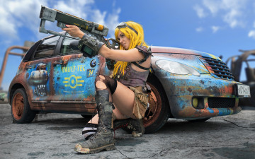 обоя автомобили, -авто с девушками, chrysler, pt, cruiser, vault-tec
