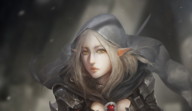 Обои картинки фото фэнтези, эльфы, взгляд, фон, девушка