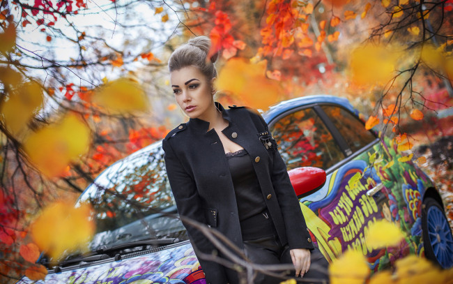 Обои картинки фото автомобили, -авто с девушками, fiat, 500