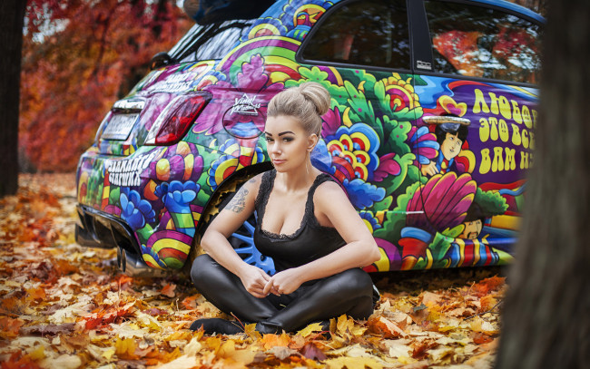 Обои картинки фото автомобили, -авто с девушками, fiat, 500