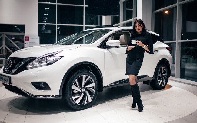 Обои картинки фото автомобили, -авто с девушками, nissan