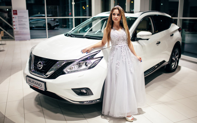 Обои картинки фото автомобили, -авто с девушками, nissan