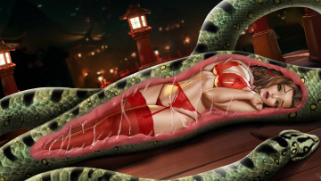 Картинка рисованное комиксы девушка фон змея