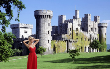 Картинка девушки -+блондинки +светловолосые старинный замок блондинка красное платье