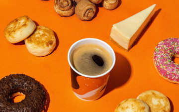 Картинка еда разное кофе сырники булочки пончики