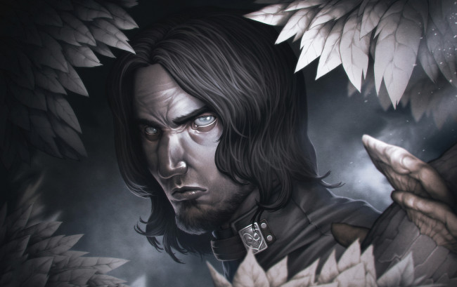 Обои картинки фото фэнтези, люди, мужчина, фон, взгляд