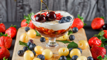 Картинка еда мороженое +десерты черешня