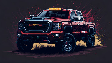 Картинка рисованное авто мото cars minimalism art red car gmc sierra 2500hd