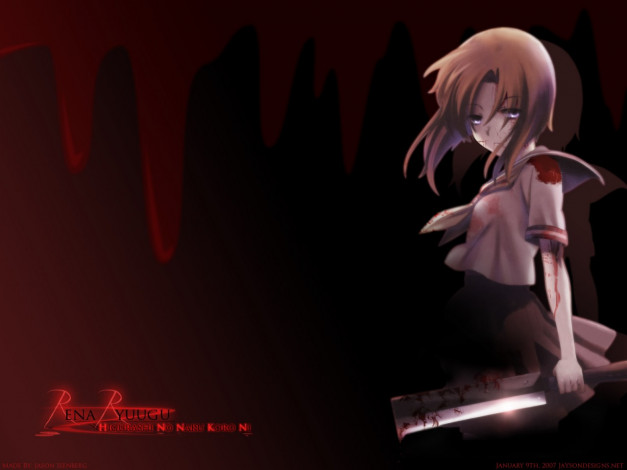 Обои картинки фото higurashi, no, naku, koro, ni, аниме, ryuuguu, rena