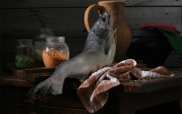 Картинка ира быкова натюрморт рыбой еда