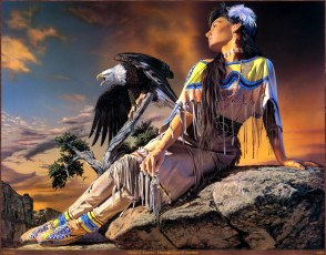 Картинка david kucera through eyes of another рисованные e девушка индианка орёл арт