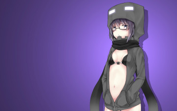 Картинка аниме *unknown другое девушка очки шарф капюшон грудь