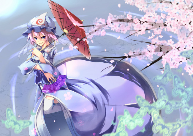 Обои картинки фото saigyouji, yuyuko, аниме, touhou