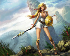 Картинка juggernaut видео игры воительница щит арт копьё девушка