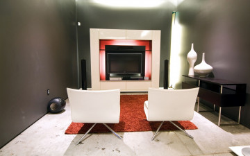 Картинка 3д графика realism реализм коврик стулья телевизор