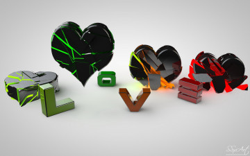 Картинка 3д графика romance сердечки