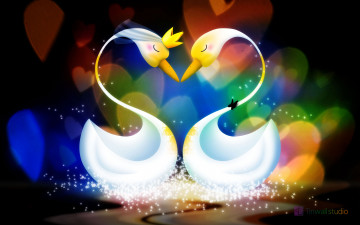 Картинка векторная графика лебеди