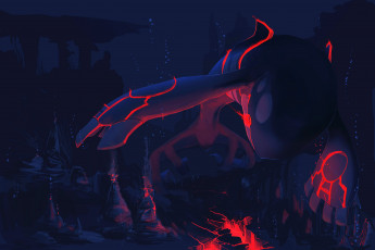 Картинка аниме pokemon плывёт вода разлом пузырьки арт покемон